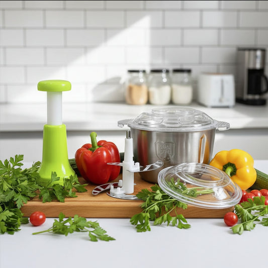 Stainless Steel Chopper Green Silver 2L Compact