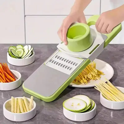 5 in 1 Vegetable Cutter & Slicer – Multifunctional Onion, Potato, Carrot & Garlic Cutter with Collection Bowl