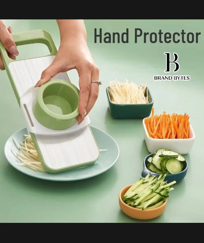5 in 1 Vegetable Cutter & Slicer – Multifunctional Onion, Potato, Carrot & Garlic Cutter with Collection Bowl